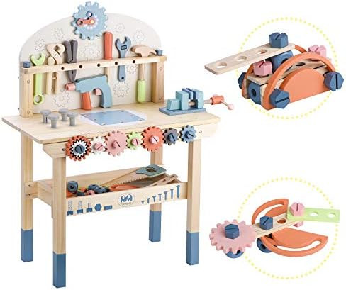 Amazon.com: Toywoo Tool Bench for Kids Toy Play Workbench Wooden Tool Bench Workshop Workbench wi... | Amazon (US)