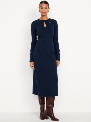 Long-Sleeve Twist-Neck Midi Dress | Old Navy (CA)