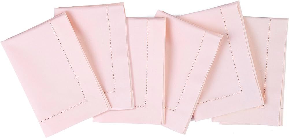 Solino Home Cotton Linen Napkins Set of 6 – 20 x 20 Inch Cloth Napkins, Hemstitch Dinner Napkin... | Amazon (US)