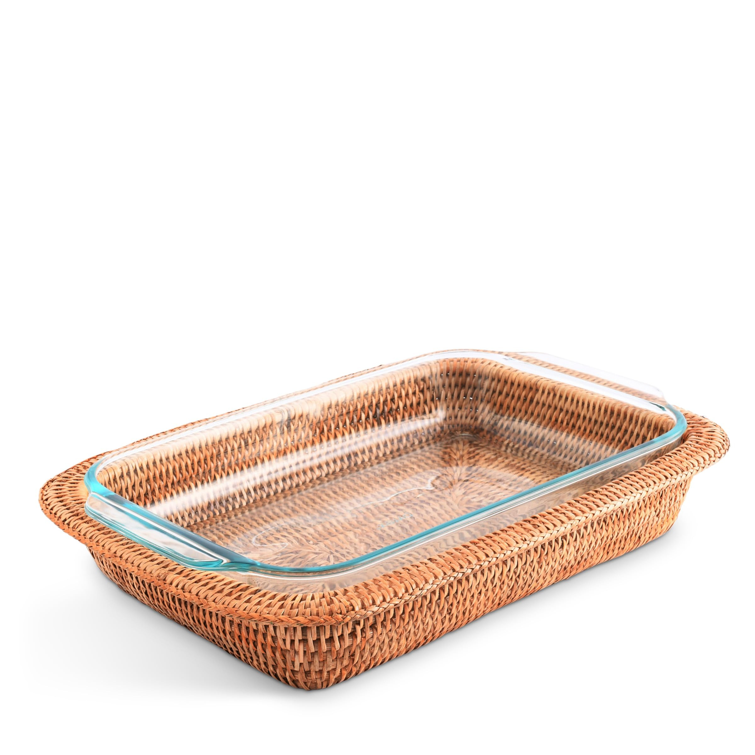 Vagabond House Handmade Rattan Serving Dish Basket - Durable, Natural 3qt Rectangular Casserole H... | Amazon (US)
