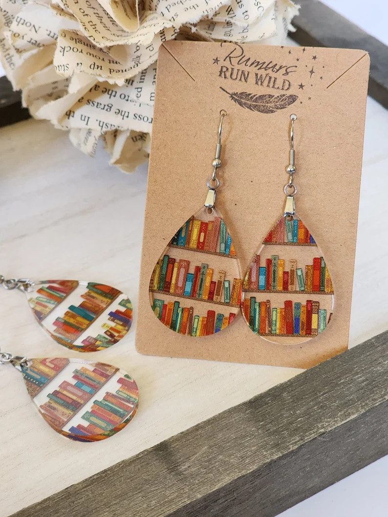 Cute Book Earrings, Bookish Gift for Teacher or Book Lover - Etsy | Etsy (US)