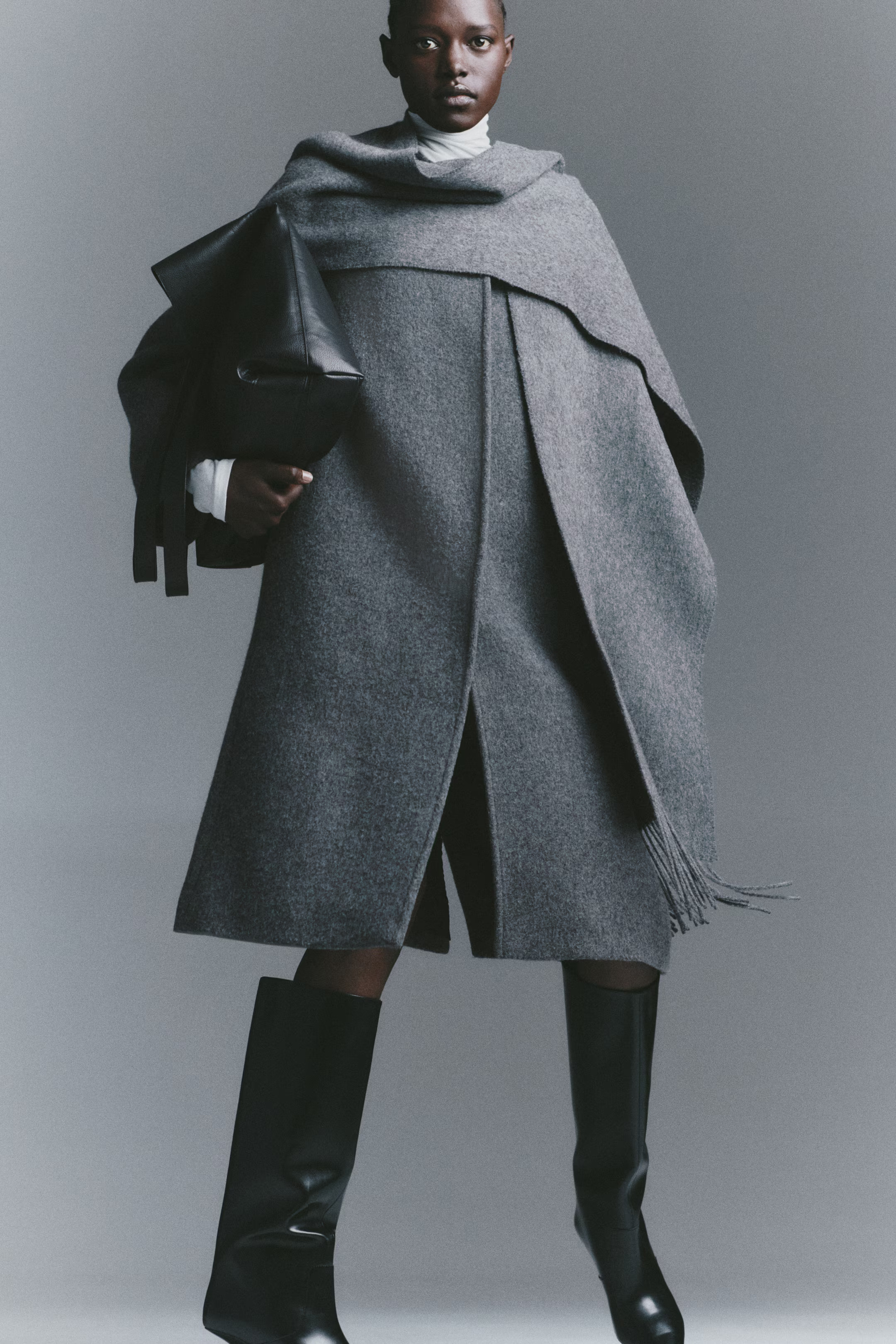 Scarf-Detail Wool-Blend Coat | H&M (US + CA)