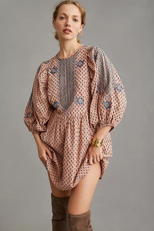 By Anthropologie Embroidered Tunic Mini Dress | Anthropologie (US)