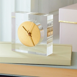 russell—hazel® Acrylic Clock Clear/Gold | The Container Store