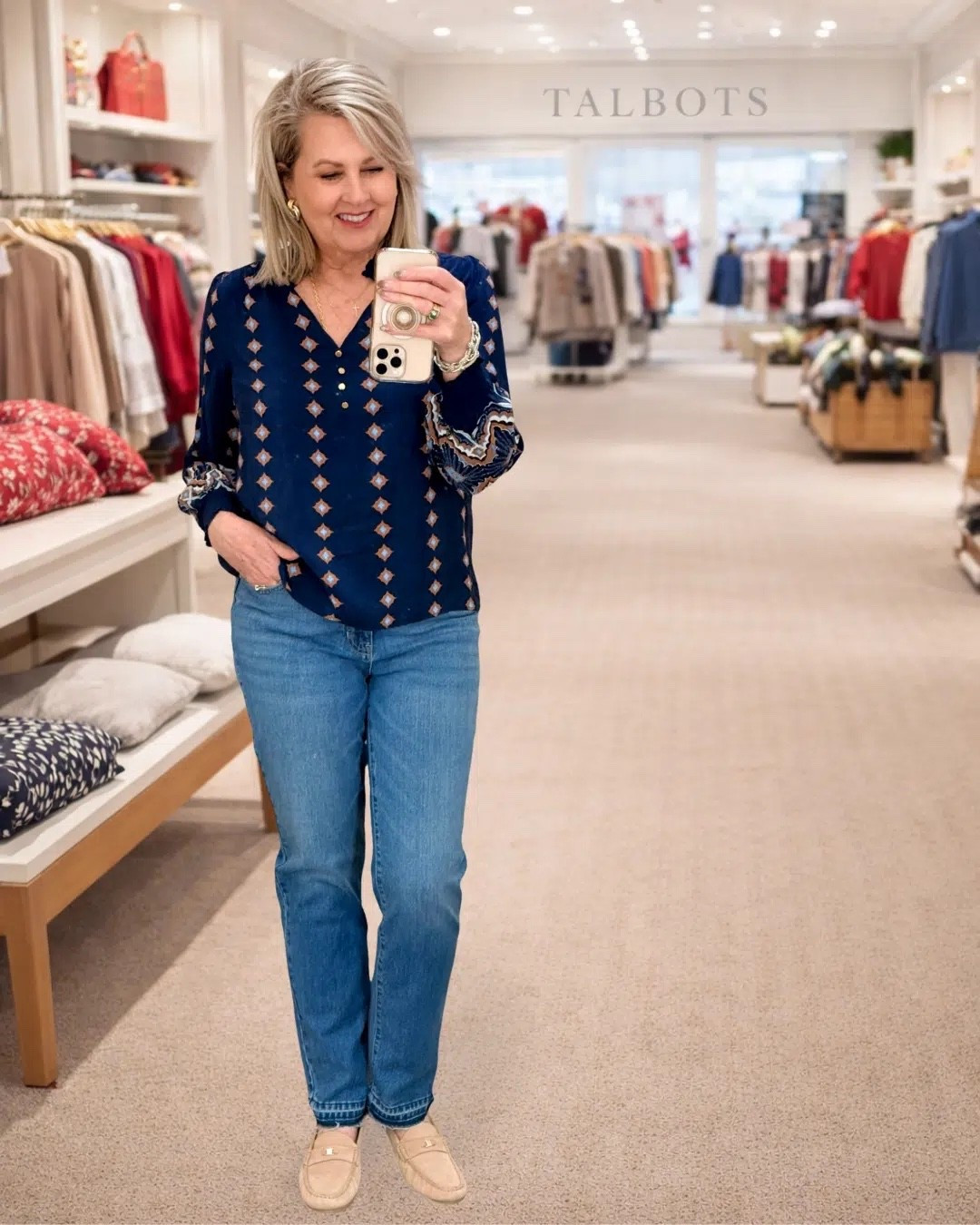 Talbots new arrivals! My blouse is a size medium and drop hem jeans are a size 8. 

#LTKootd #LTKOver40 #LTKWorkwear