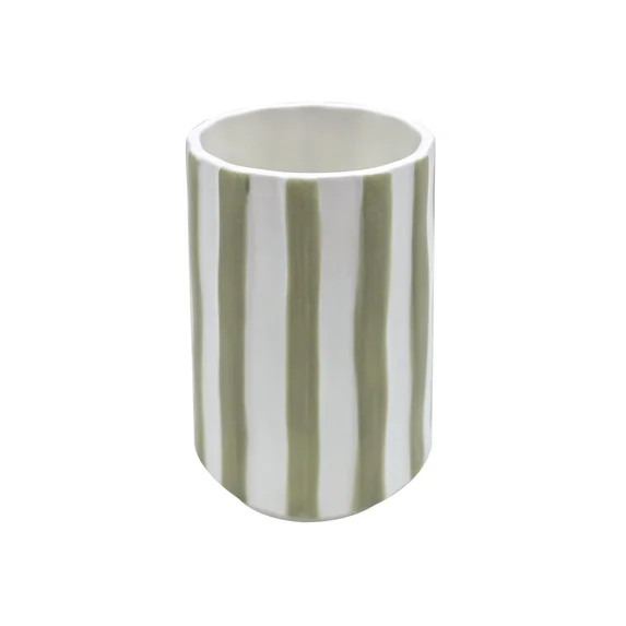 Mainstays Hand Painted Green Stripe Stoneware Toothbrush | Walmart (US)