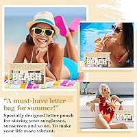 Clear Makeup Letter Patch Makeup Bag BEACH Pouch, Boho Clear Toiletry Bags Travel Small Cute Stad... | Amazon (US)