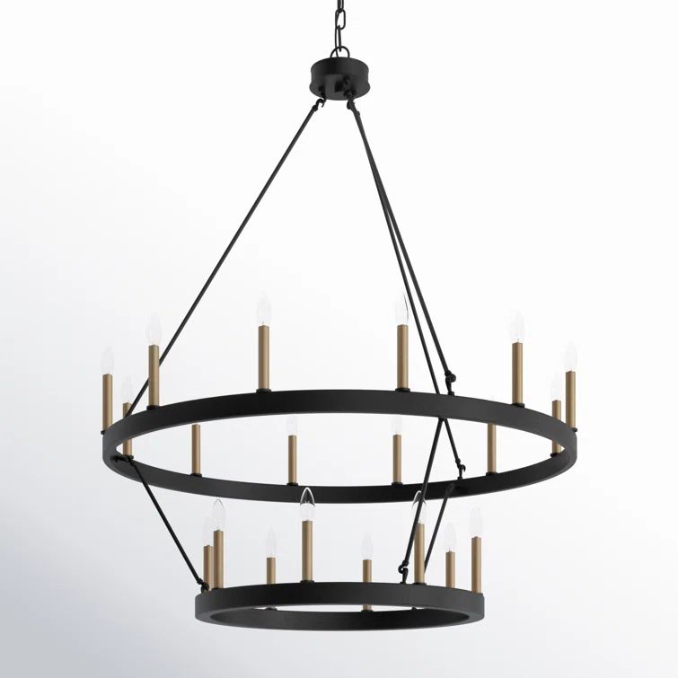 Avalee 20 - Light Steel Dimmable Wagon Wheel Chandelier UL Certified | Wayfair North America