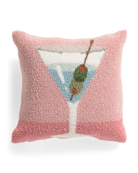 14x14 Martini Hooked Pillow | TJ Maxx