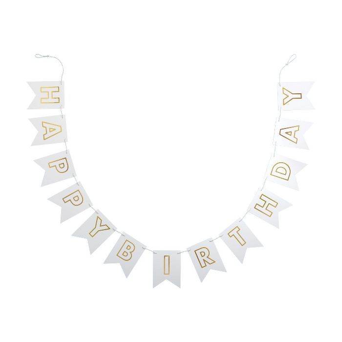 "Happy Birthday" Party Banner White/Gold - Spritz™ | Target