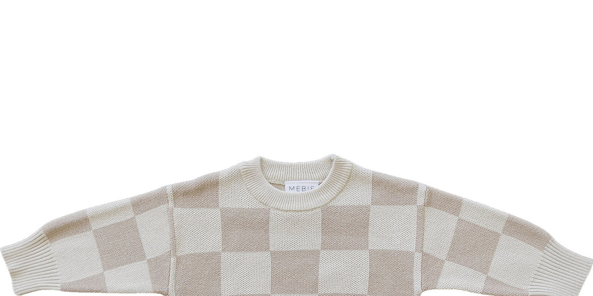 Mebie Baby Checkered Knit Sweater for Kids: Sizes 0-3 Months to 5T | Mebie Baby