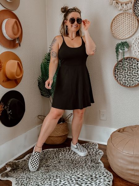 Day 4/30 summer casual comfy cute outfit ideas! Outside all day & can easily sweat in this workout dress! 

Tennis dress (MED) 
Platform checkered vans (TTS) 
Lightning bolt gold earrings 

#LTKFind #LTKSeasonal #LTKsalealert
