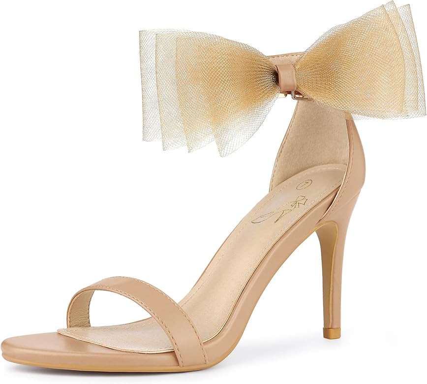 Perphy Open Toe High Heels Ankle Strap Bow Tie Stiletto Heel Sandals for Women | Amazon (US)