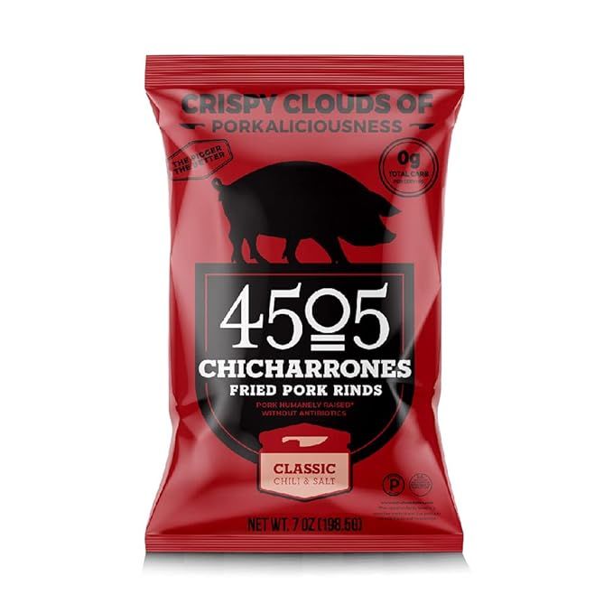 4505 Meats Classic Chili & Salt Pork Rinds, Gluten Free Chicharrones, Keto Certified, Family Size... | Amazon (US)