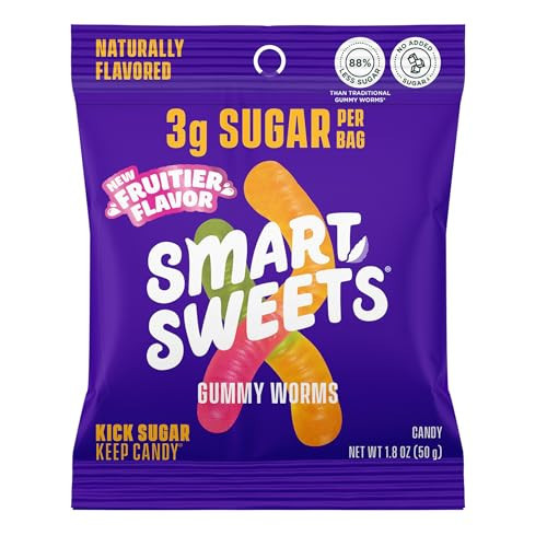 SmartSweets Gummy Worms Low Sugar Gummy Candy: 1.8oz (Pack of 14), No Artificial Sweeteners, Plant-Based, Gluten-Free, Healthy Snack for Kids & Adults | Amazon (US)