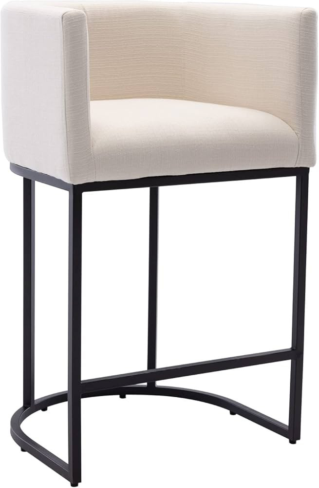 RIVOVA Contemporary Cream Linen Bar Stool, 29" Upholstered Fabric Counter Height Barstool Kitchen... | Amazon (US)