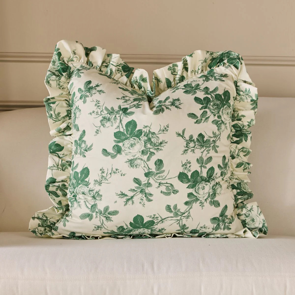 Mary Jayne in Green Frill Pillow Cover | Caitlin Wilson Design