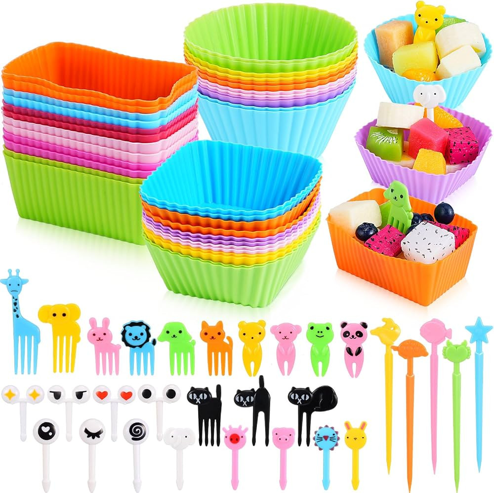 Mumufy 36 Pcs Silicone Lunch Box Dividers Muffin Baking Cups Liners Silicone Muffin Cups Reusable... | Amazon (US)