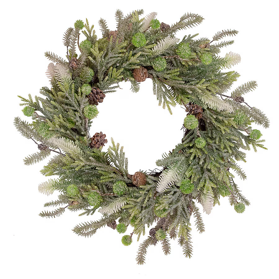 Northlight 24-in Indoor (non powered) Green Pine Artificial Christmas Wreath Lowes.com | Lowe's