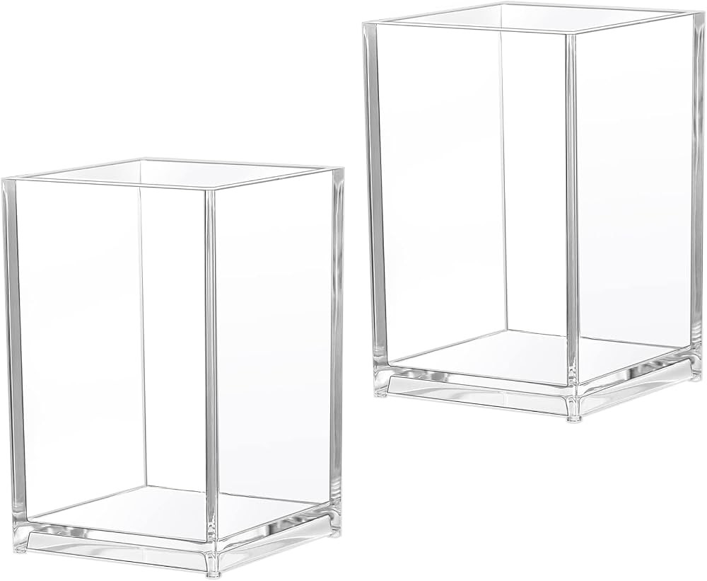 XREE 2 Stück Acryl Stiftehalter, Bleistifthalter Schreibtisch Durchsichtig Stiftebecher Make-Up ... | Amazon (DE)