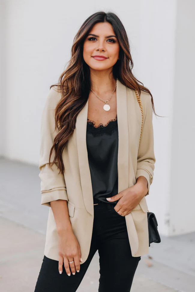 Eager To Meet You Taupe Blazer | The Pink Lily Boutique