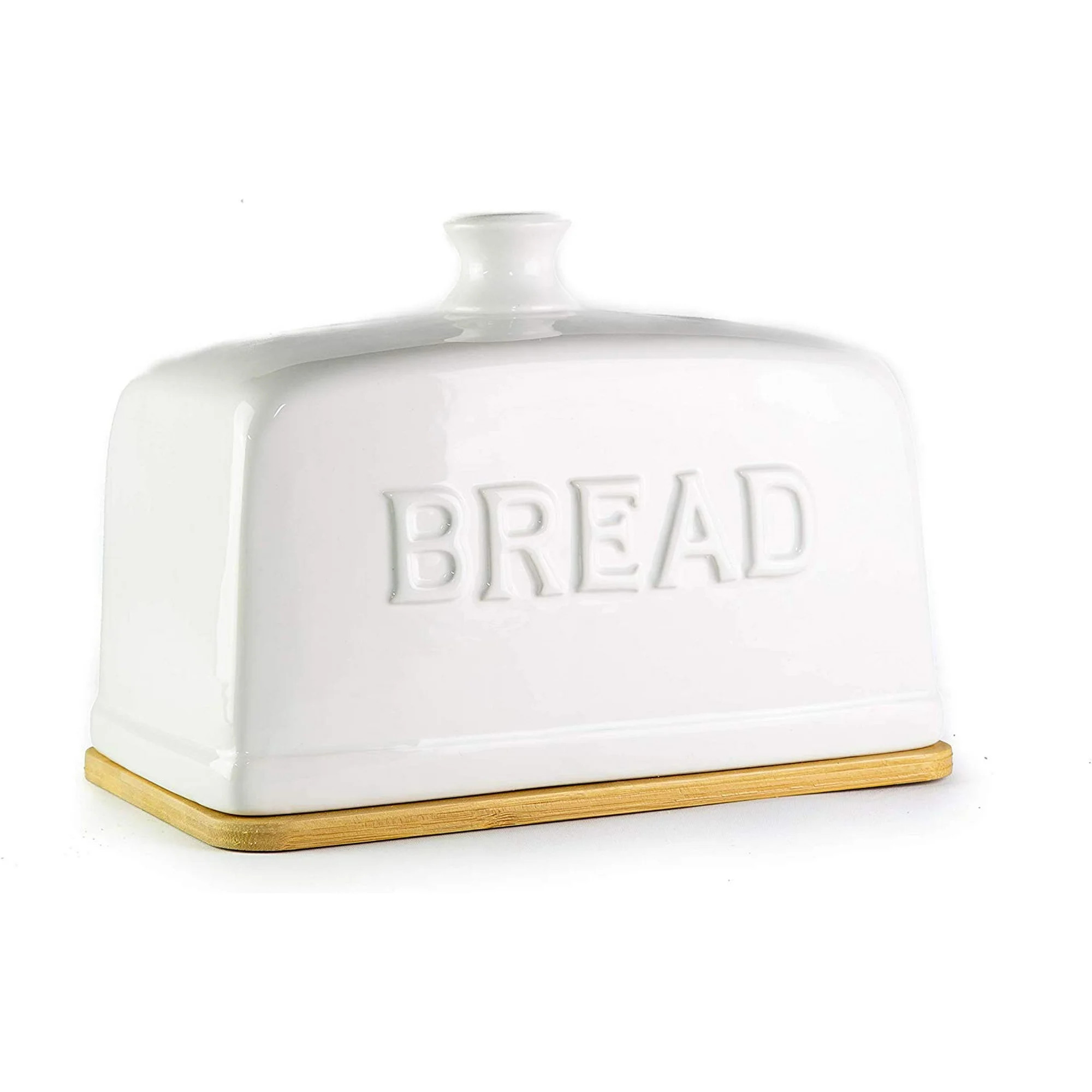 KOVOT Ceramic Bread Box With Bamboo Cutting Board Base | Walmart (US)