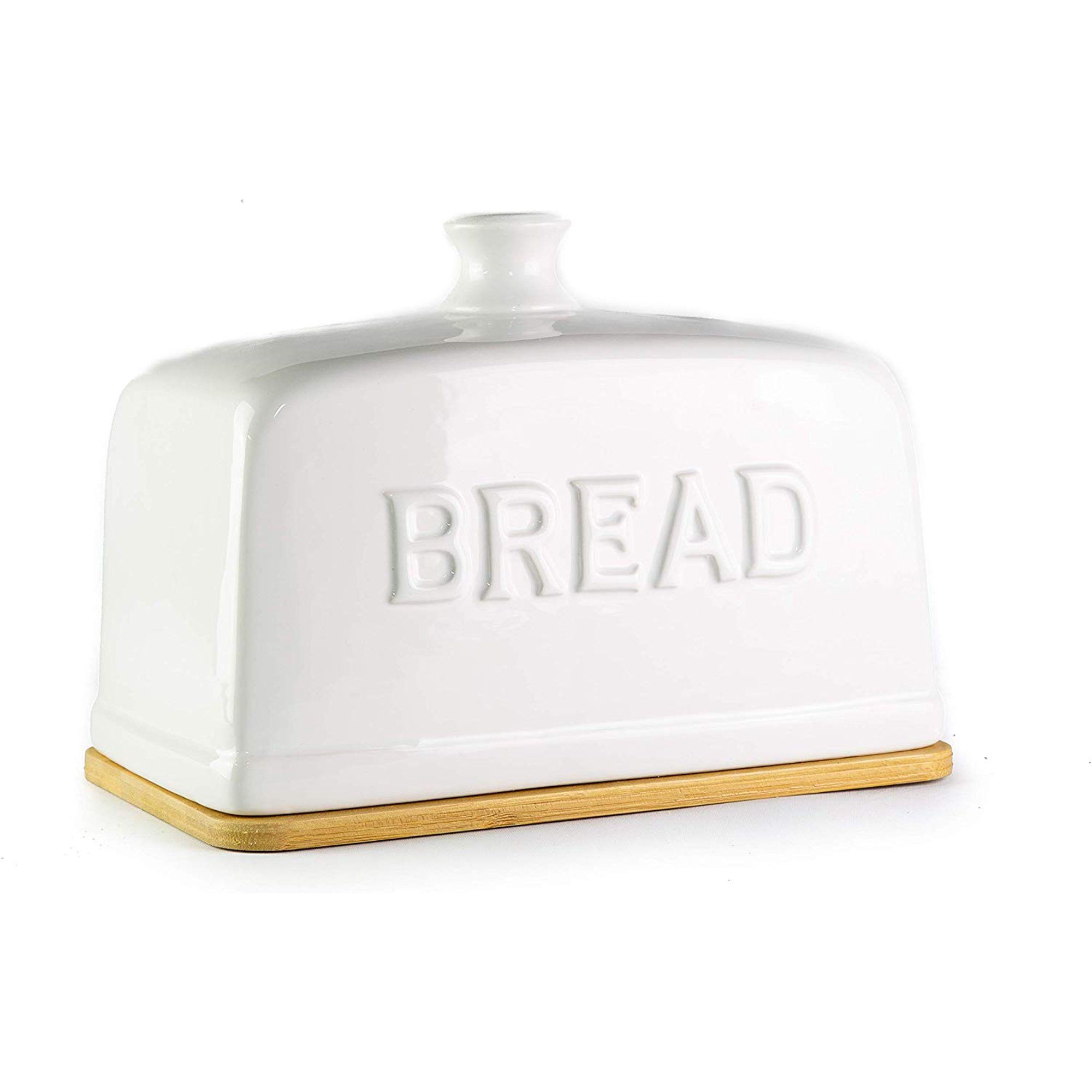 KOVOT Ceramic Bread Box With Bamboo Cutting Board Base | Walmart (US)