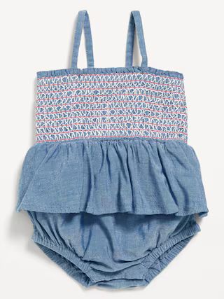 Sleeveless Smocked Ruffled One-Piece Romper for Baby | Old Navy (US)
