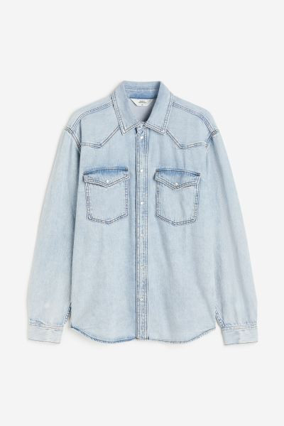 Regular Fit Denim Shirt - Light denim blue - Men | H&M US | H&M (US + CA)