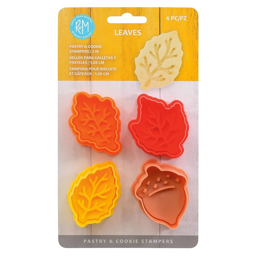 R&M Fall Leaves Collection Pastry & Cookie Cutter set of 4. Assorted Colors and Designs, Leaves, ... | Amazon (US)
