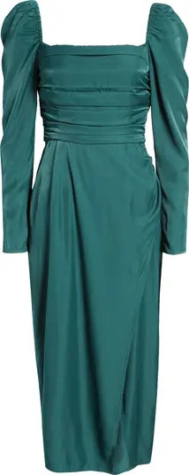 Charles Henry Ruched Long Sleeve Midi Dress | Nordstrom | Nordstrom