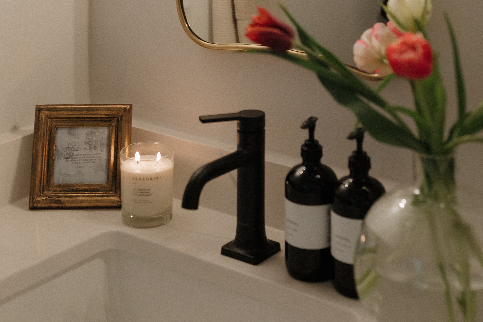 Shop everything in our powder room! // Wall Color: First Star by Sherwin Williams // Flooring: Coretec LVP in Springfield Oak // Cabinets: Custom by Countryside Cabinets in North Pier 

 #LTKHome
