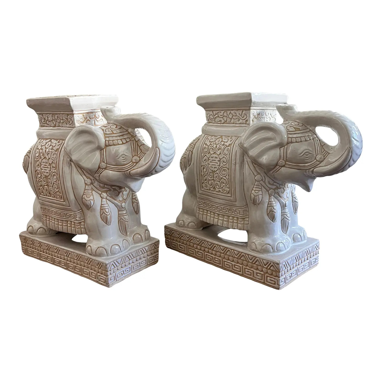 1990s Vintage Korean Elephant Side Tables - Set of 2 | Chairish