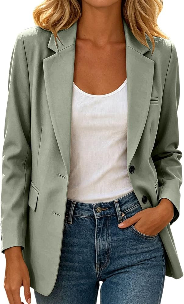 Blazer Damen Elegant Sportlich Anzugjacke Arbeit B\u00fcro Summerblazer Leicht Jacke Business Lon... | Amazon (DE)