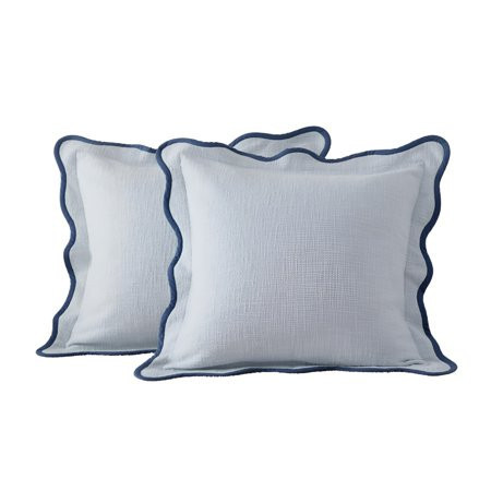AUQ Double Stitch Scalloped Throw Pillow Covers - 100% Cotton Set of 2 Decorative Boho Pillow Covers 18 x 18 | Walmart (US)
