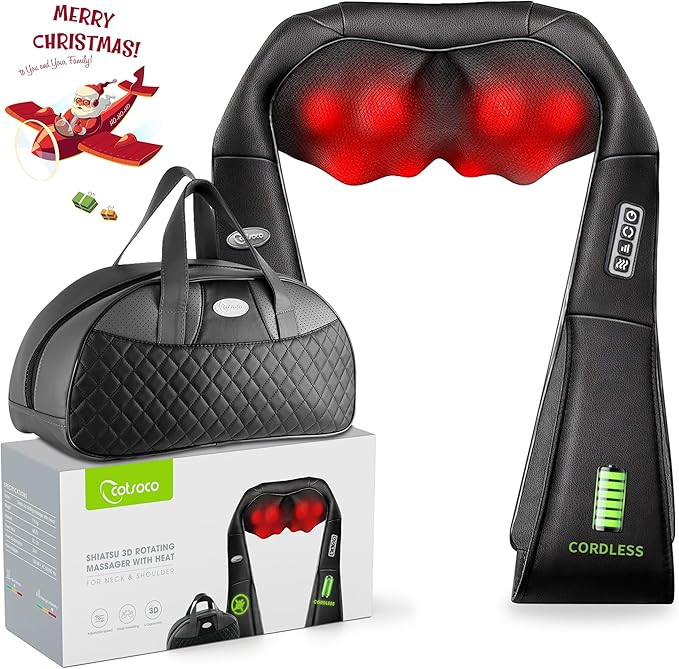 cotsoco Cordless Shiatsu Neck and Shoulder Massager with Heat,Portable Massagers for Neck and Bac... | Amazon (US)