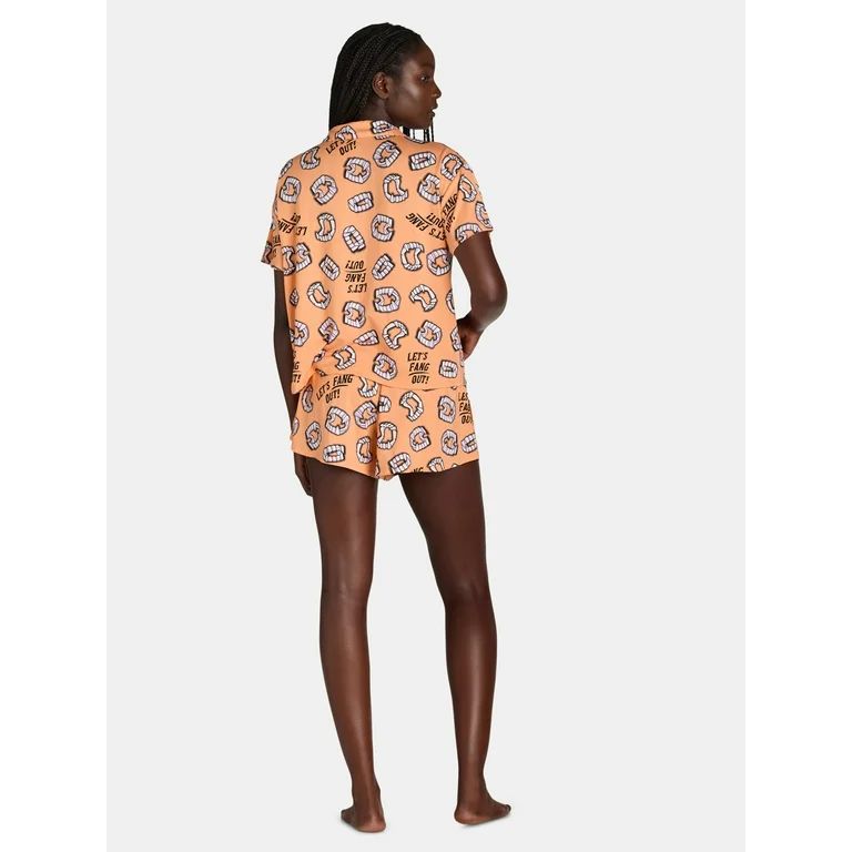 Halloween Women’s Fang Print Shorty Pajama Set, 2-Piece, Sizes XS-3X - Walmart.com | Walmart (US)