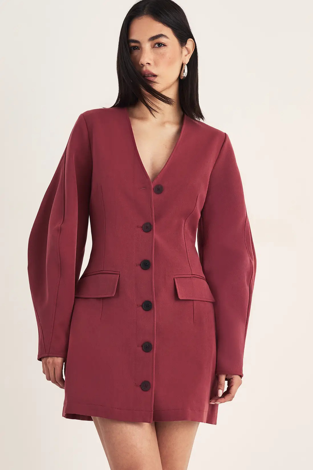 Tailored Cocoon Sleeve Button Through Mini Blazer Dress | Nasty Gal US
