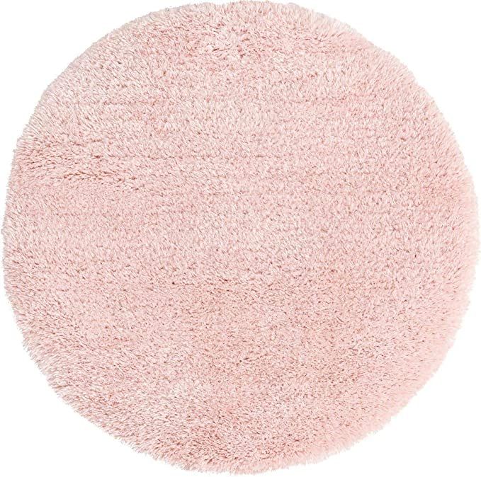 Rugs.com Infinity Collection Solid Shag Area Rug – 4 Ft Round Pink Lace Shag Rug Perfect for Ki... | Amazon (US)