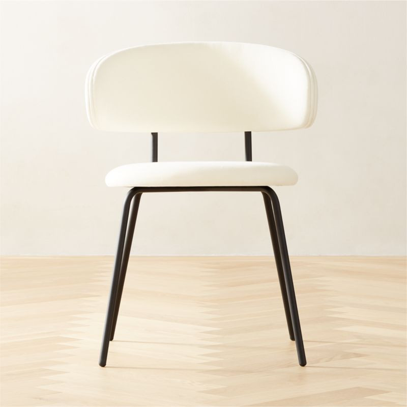 Birba Modern Off-White Velvet Dining Chair + Reviews | CB2 | CB2