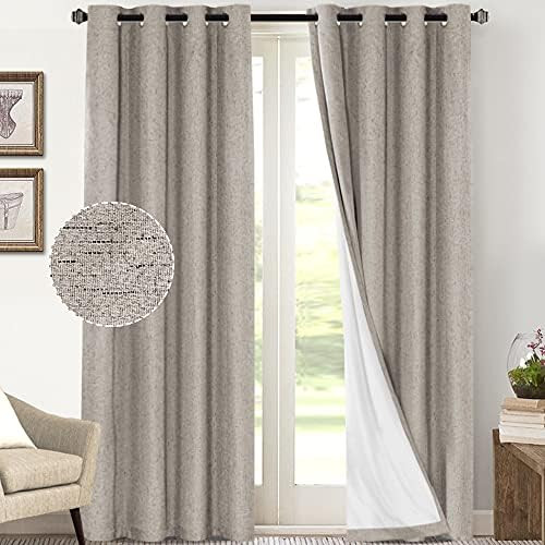 PrinceDeco Primitive Textured Linen 100% Blackout Curtains for Bedroom/Living Room Energy Saving Win | Amazon (US)