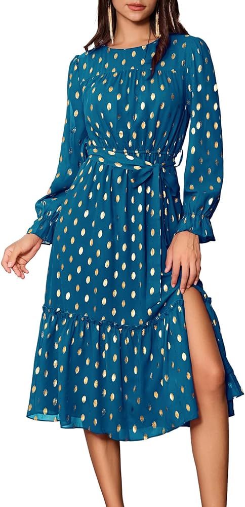 GRACE KARIN Women's Ruffle Sleeve Tiered Midi Dress       
Material: Polyester, Rayon | Amazon (US)