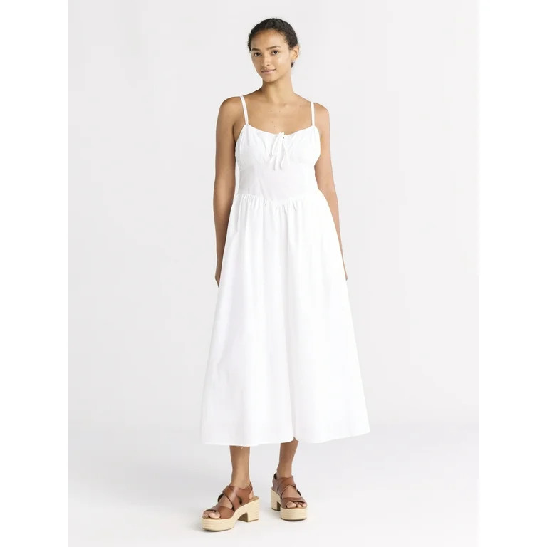 Free Assembly Women's Cotton Milkmaid Corset Maxi Dress, Sizes XS-XXXL | Walmart (US)