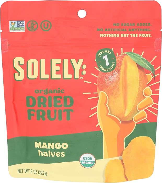 SOLELY Organic Dried Mango Halves, Large (Pack of 1) | One Ingredient | Vegan | Non-GMO | No Adde... | Amazon (US)