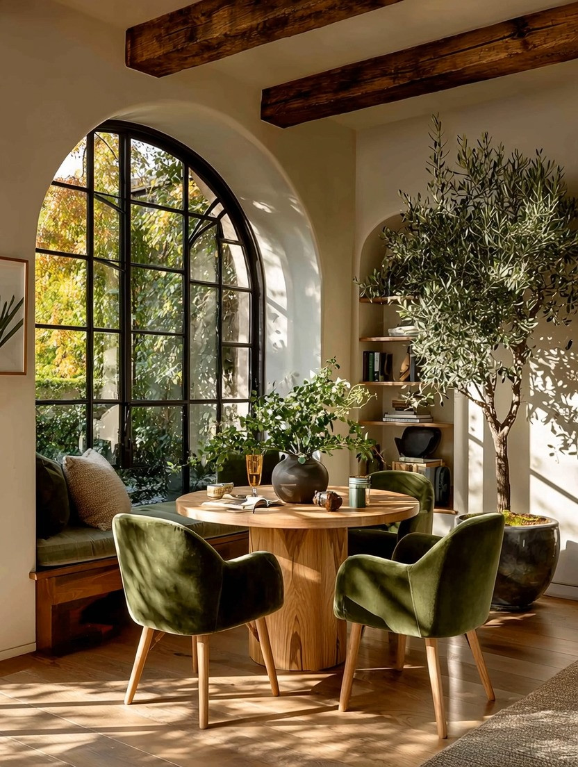 You don't need a large dining room to create a beautiful dining experience.

A thoughtfully designed dining nook can become one of the warmest and most inviting spaces in your home. One of our favorite combinations starts with a round natural wood table. In feng shui, round tables are highly favored because they encourage connection, conversation, and a balanced flow of energy. With no sharp corners, everyone feels equally included around the table.

Pair it with sage green velvet chairs to introduce softness and quiet elegance, then complete the space with an indoor olive tree for a touch of nature. The wood grounds the room, velvet adds warmth and refinement, and sage green brings a calming color that complements almost every decorating style.

Whether your home is modern, traditional, Scandinavian, or European-inspired, this timeless combination creates a dining space that feels welcoming without requiring a lot of square footage.

Browse our curated collection of round dining tables, velvet chairs, and indoor olive trees to create your own beautifully balanced dining corner.

Because great design isn't about having more space—it's about using every space beautifully.

#RoundDiningTable #SageGreenDecor #DiningRoomIdeas #ElegantAndDriven 

 #LTKHome