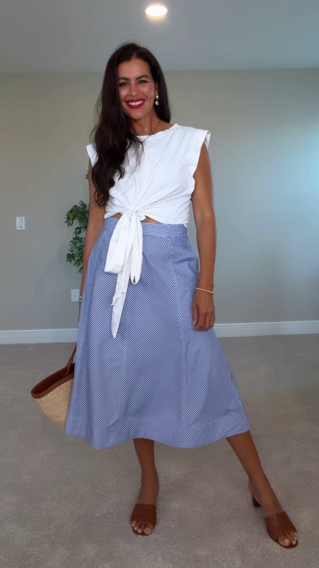 Wearing a size 4  in the skirt, size medium, and a T-shirt. Size L in the white button-down and size small in the blue top.
Shoes are true to size wearing at 9.5.
Scarf is about 2 inches wide and about 77 inches long perfect for summer

Summer Max’s skirt, casual outfits, the perfect summer skirt, medium skirt, striped skirt, red, white, and blue, Fourth of July outfits, white T-shirts, style tips, 
@ralphlauren @Tuckernuck @analuisa @Macys

#LTKootd #LTKOver40 #LTKSeasonal