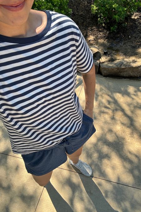 I love these $7 shorts so much that I bought them in 4 colors. I will wear them all summer long. They are super soft and wash well! Many colors are selling out so grab them quickly!  #walmartpartner #walmartfashion @walmart @walmartfashion 
This tee is also a long time favorite from the free assembly line. This stripe option is sold out but linked other colors. I love the fit! 


#LTKfindsunder50 #LTKActive #LTKstyletip