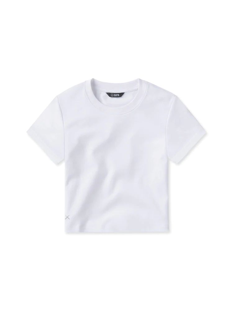 Women’s Fitted White Crop Tee - Cotton | Cuts Clothing