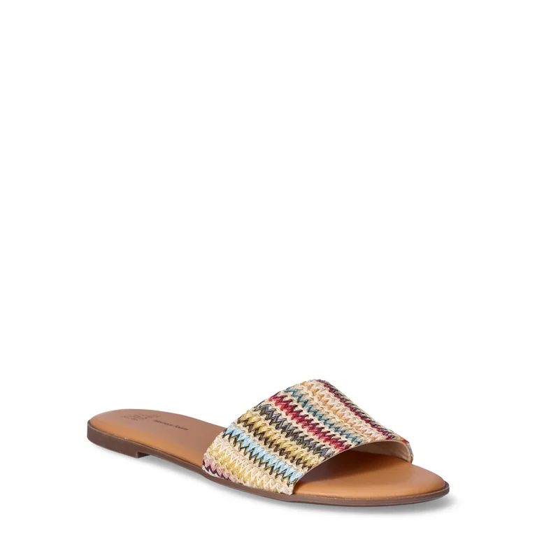 Time and Tru Women's Woven Slide Sandals - Walmart.com | Walmart (US)