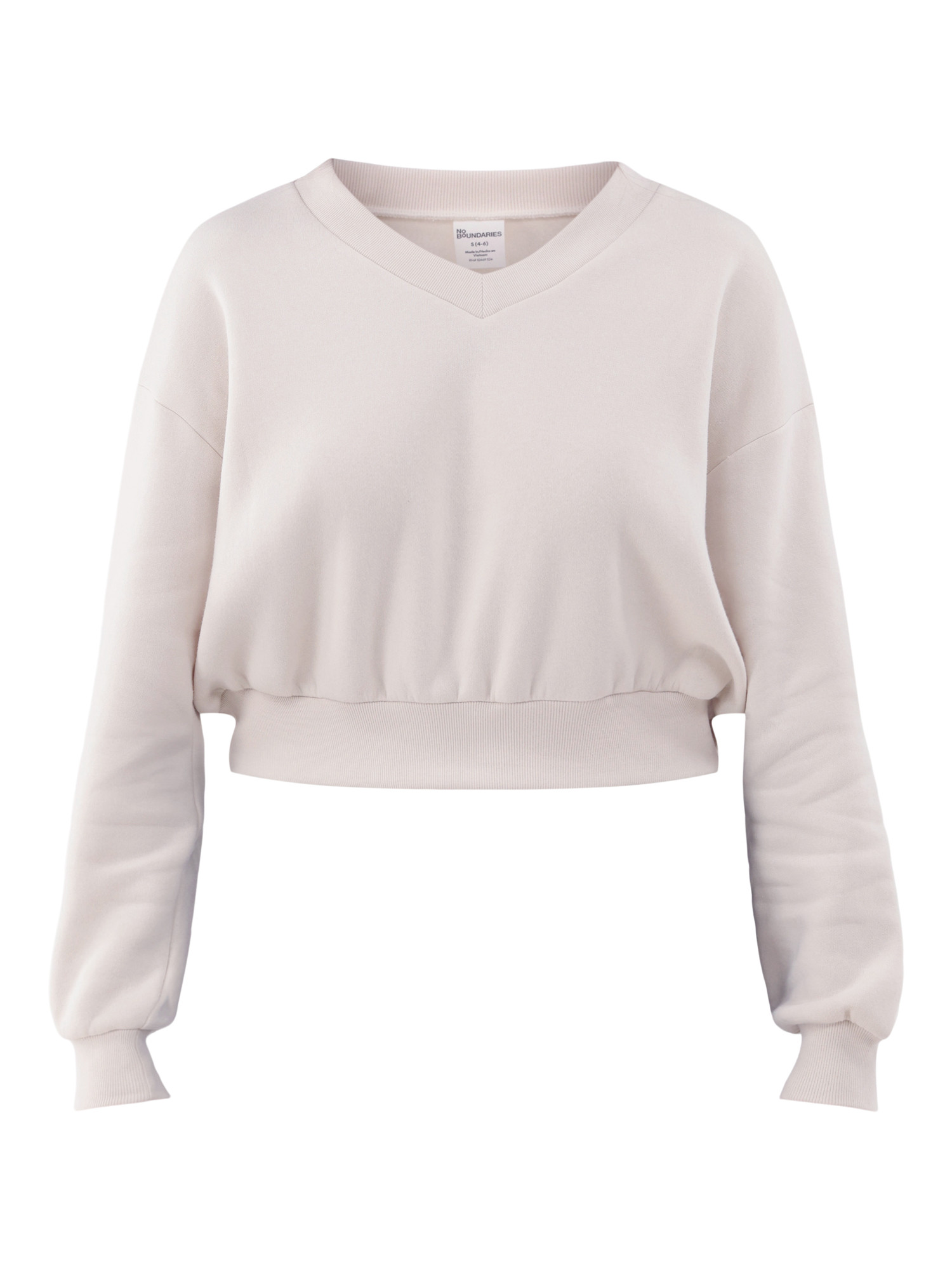 No Boundaries Cropped V Neck Sweatshirt, Women’s and Women’s Plus | Walmart (US)